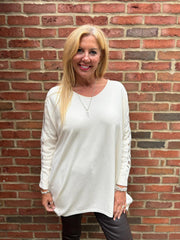 Antique Cream Diamante Sleeve Knit Amelia