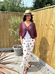 Wine Gathered Loose Knit Paige