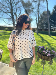 Cream Polka Dot Sweatshirt Dakota
