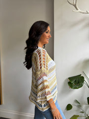Lemon Premium Striped Loose Knit Shona