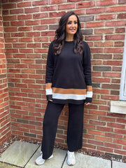 Black Striped Trim Knit Ophelia