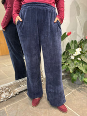 Navy Chenille Textured Trousers Mia