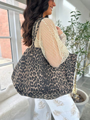 Stone Leopard Fabric Tote Bag