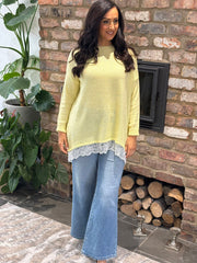 Lemon Lace Hem Longline Knit Kirsty