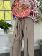 Mocha Tie Detail Wrap Trousers