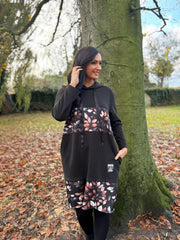 Black Leaf Panel Sweat Dress Savana