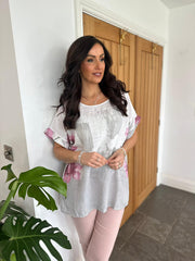 White Brushed Floral Print Top Alexis