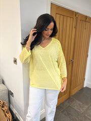 Yellow Marl Crochet Detail Top Cora
