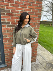 White Tailored Wide Leg Pleat Trousers