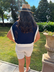 Navy Block Colour Border Knit Gina