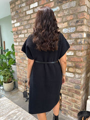Black Belted Knit Dress Veronica