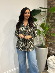 Khaki Brushed Animal Blouse Gloria