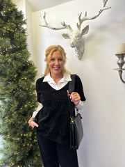 Black Shimmer Layered Top Ellis