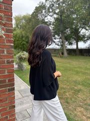 Black V-Neck Reverse Seam Knit Diana