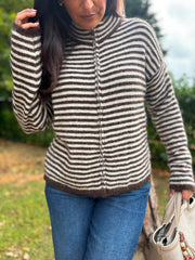 Chocolate Striped Zip Knit April