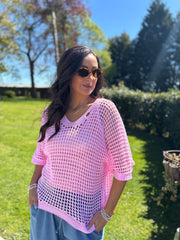 Pink Open Weave Knit Cassandra