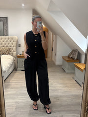 Black Buttoned Knit Waistcoat Kerry