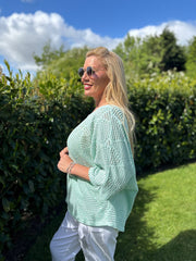Mint Pointelle Open Knit Kyra