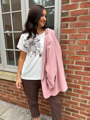 Chocolate Single Embroidered Floral Tee Jill