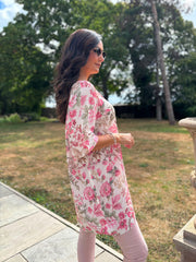 Pink Floral Print Knit Tunic Delilah