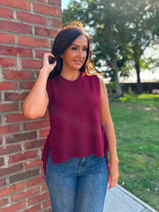 Wine Tie Detail Knitted Tank Lola