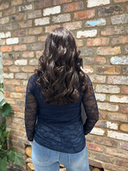 Navy Lace Mesh Top Tiffany
