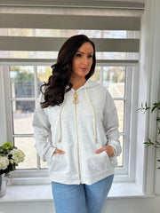Grey Luxe Gold Charm Zip Hoodie Demi