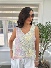 Multi Coloured Crochet Vest Top Sara