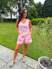 Pink Floral Print Shorts