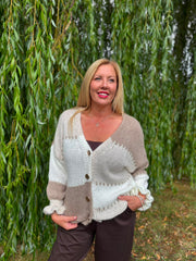 Mocha Block Stitch Cardigan Edie