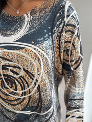 Navy Circle V Neck Top Amy