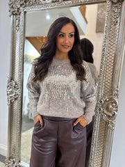 Mocha Sequin Patterned Jumper Zoe
