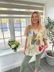 Gold Longline Tropical Shimmer Top Helena