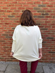 Antique Cream Fringed Neck Top Donna