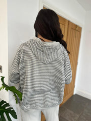 Stone Bubble Cotton Checked Jacket Niamh