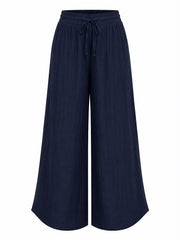 Navy Wide Leg Pull on Silvia Trousers