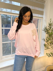 Pink Crochet Floral Sweat Top Theresa