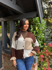 Chocolate Block Stitch Cardigan Maisie