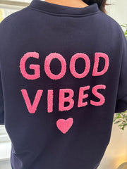 Navy Premium Good Vibes Sweatshirt Alya