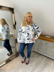 Navy Floral Leaf Sweat Top India