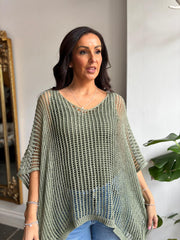 Khaki Open Weave Knit Peyton