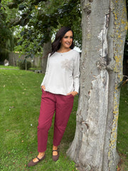 Stone Ribbed Flower Top Mika