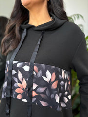 Black Leaf Panel Sweat Dress Savana