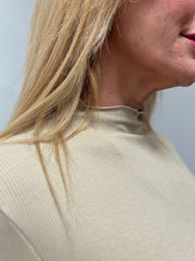 Stone Ribbed Flute Neck Top Charlotte