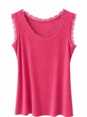 Lipstick Ribbed Lace Vest Trina