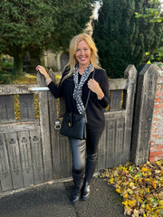 Black Ribbed Knit Scarf Two Piece Jo