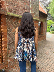 Navy Elegant Floral Vest Isabella