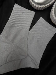 Silver Glitter Ankle Socks