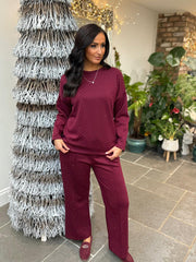 Wine Diamante Sweat Top Nina