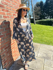 Black Floral Silk Printed Trouser Set Summer